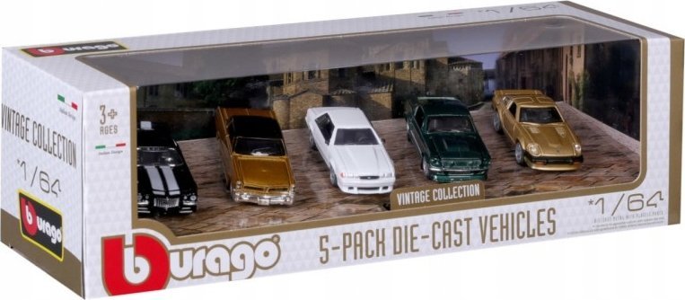 Bburago 5-Pack Vintage Collection 1:64 Diecast Cars