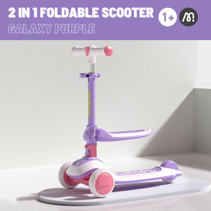 2-in-1 Foldable Scooter - Galaxy Purple