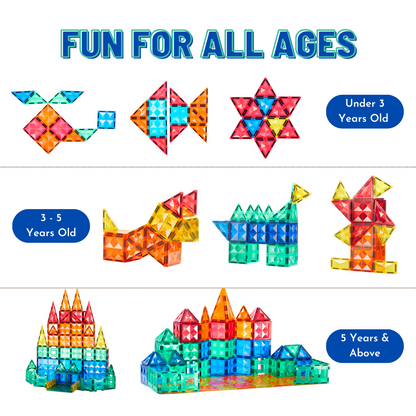 Colourful Magnetic Tiles - 60 pcs