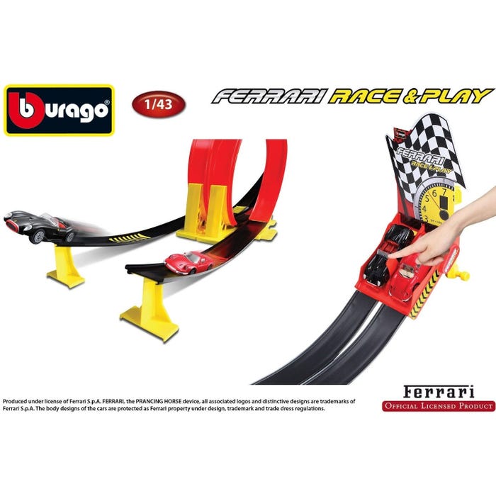 Bburago 1:43 Ferrari R & P Dual Loop Playset with 2 Diecast Cars