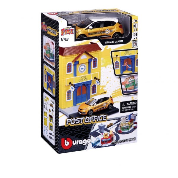 Bburago 1:43 StreetFire City Post Office Playset with Toy Car