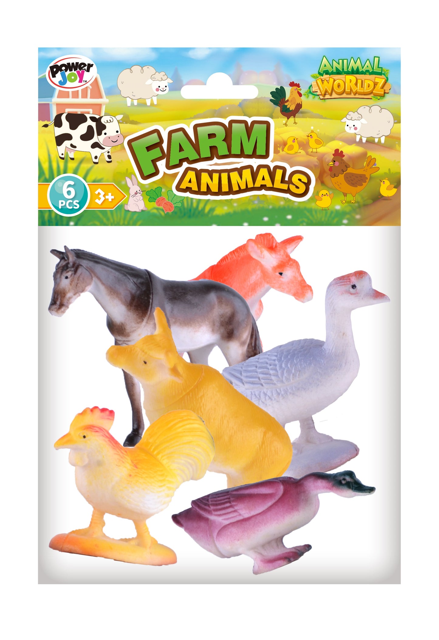 Power Joy Animal Worldz Farm Animal 4inches 6pieces