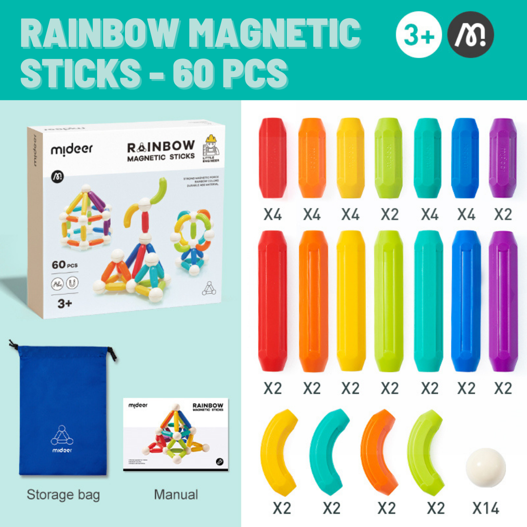 Rainbow Magnetic Sticks - 60pcs