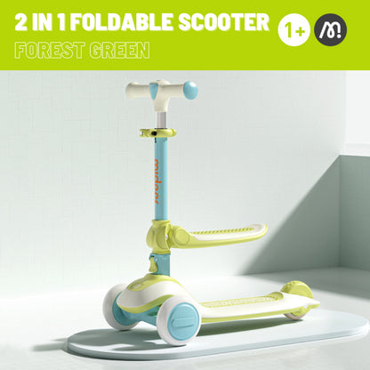 2-in-1 Foldable Scooter - Forest Green