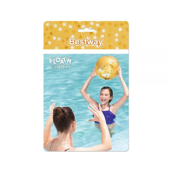 Bway Beach Ball Glitter Ast 41Cm