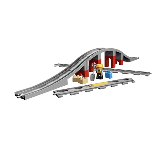 LEGO DUPLO Town Train Bridge and Tracks Building Blocks for Kids (Multicolor, 2 to 5 Years, 10872) -26 Pieces