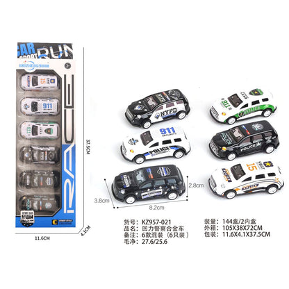 SAM Toys-6 Pcs Police Pull Back Alloy Car