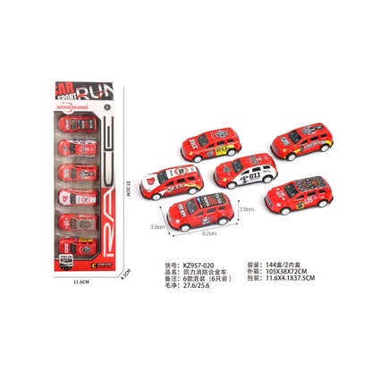 SAM Toys-6 Pcs Fire Rescue Pull Back Alloy Car