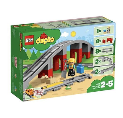 LEGO DUPLO Town Train Bridge and Tracks Building Blocks for Kids (Multicolor, 2 to 5 Years, 10872) -26 Pieces