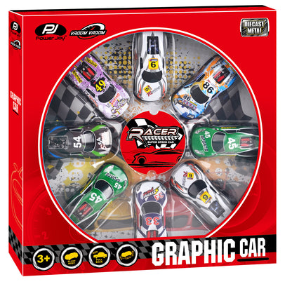 Power Joy V. Vroom Pullback Graphic Car 8 pieces