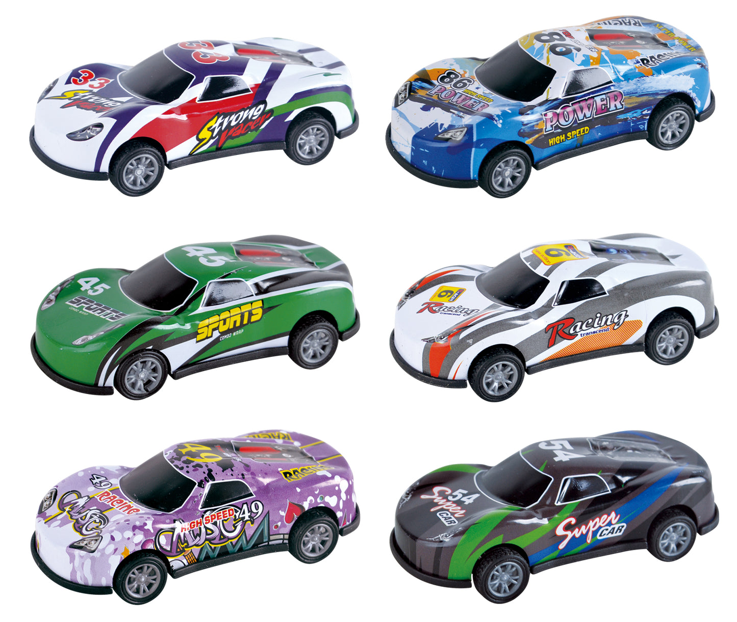 Power Joy V. Vroom Pullback Graphic Car 8 pieces