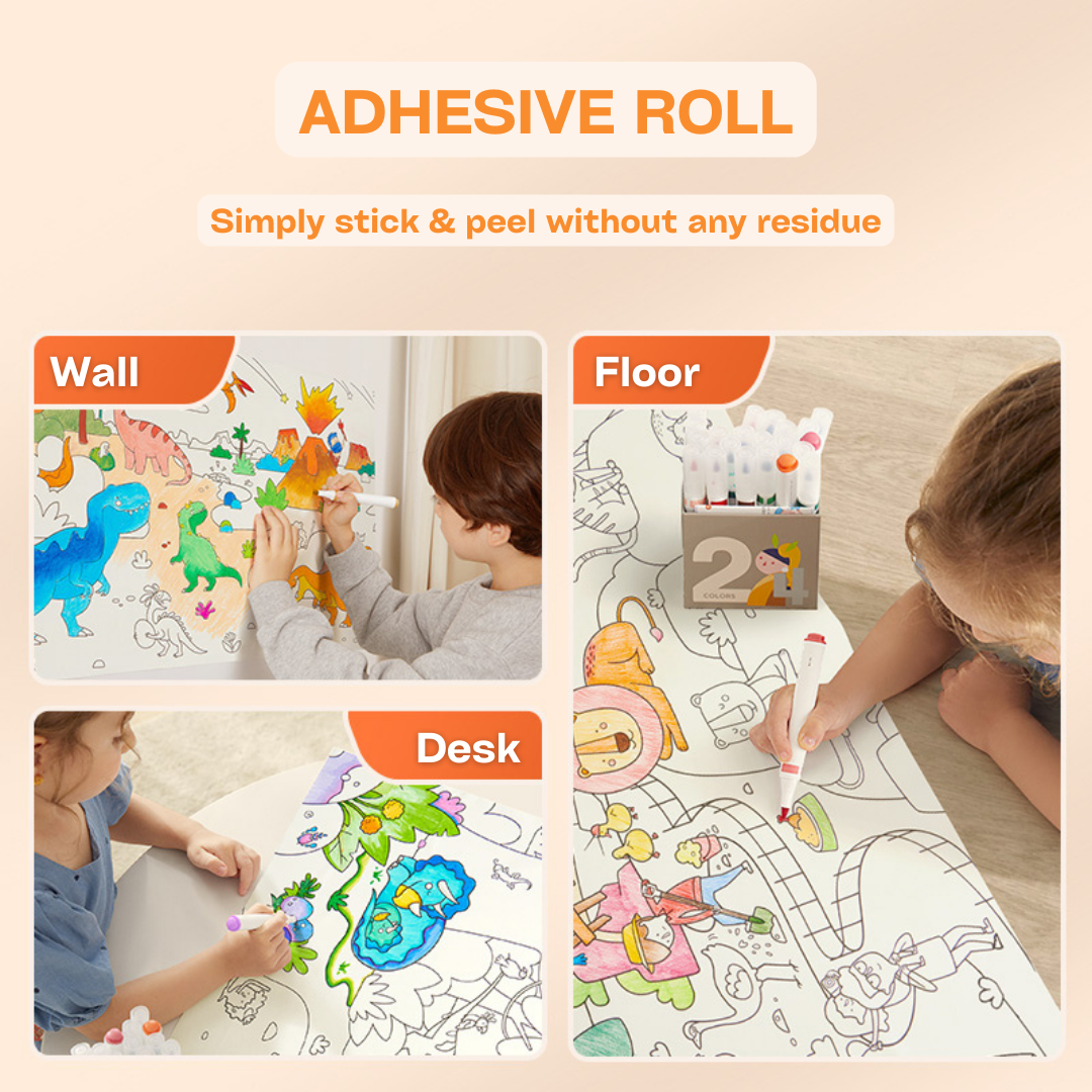 Self Adhesive Coloring Roll - Dinosaurs (4M)