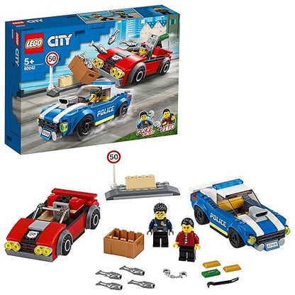 LEGO 60242 City Police Highway Arrest with 2 Car Toys, Adventure Chase Building Set for Kids 5+ Year Old, Multicolor