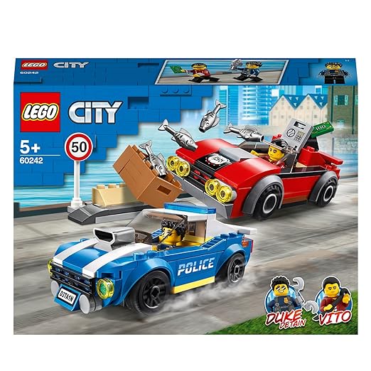 LEGO 60242 City Police Highway Arrest with 2 Car Toys, Adventure Chase Building Set for Kids 5+ Year Old, Multicolor