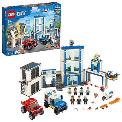 LEGO 60246 City Police Station Building Set with 2 Truck Toys, Light & Sound Bricks, Drone and Motorbike (Multicolour) (743 pieces)