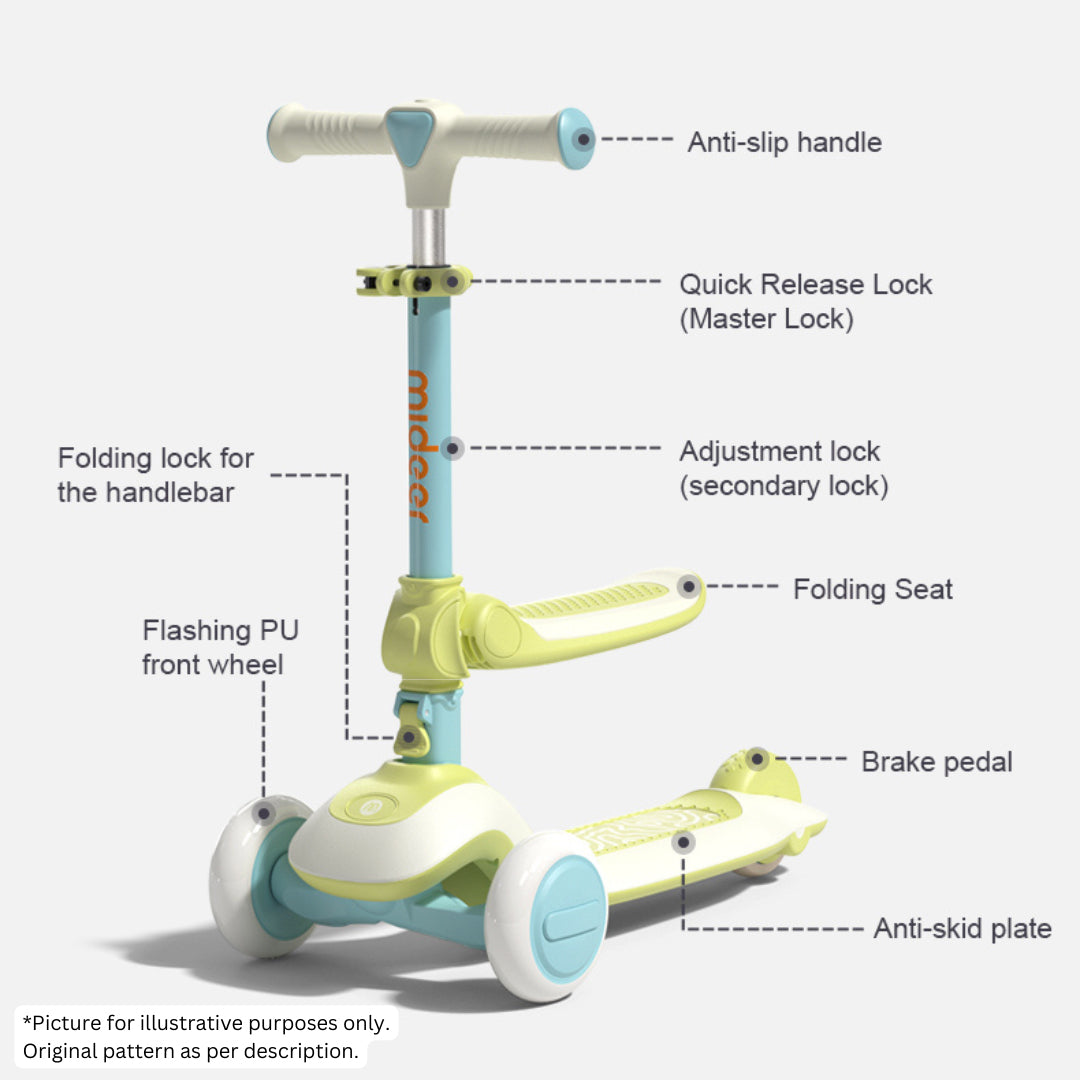 2-in-1 Foldable Scooter - Forest Green