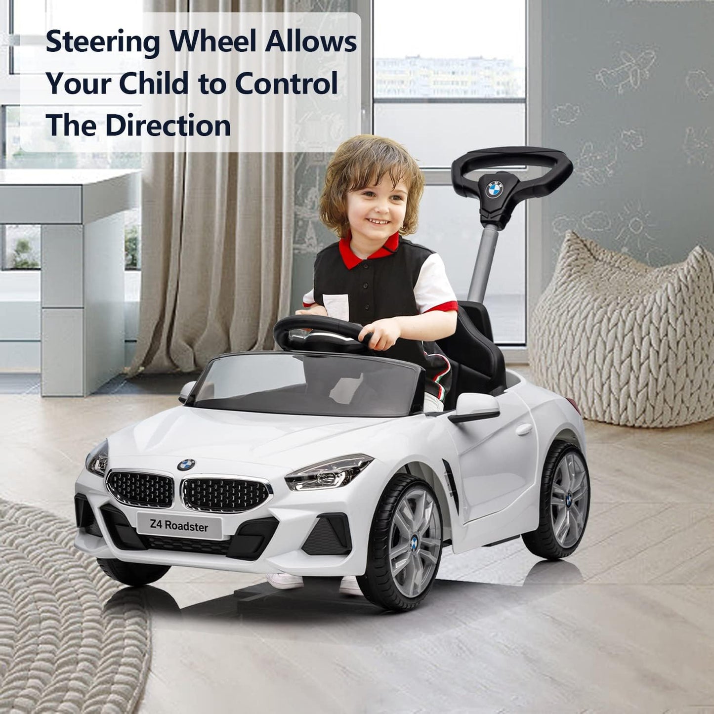 BMW Z4 WITH HANDLE PUSH CAR - WHITE