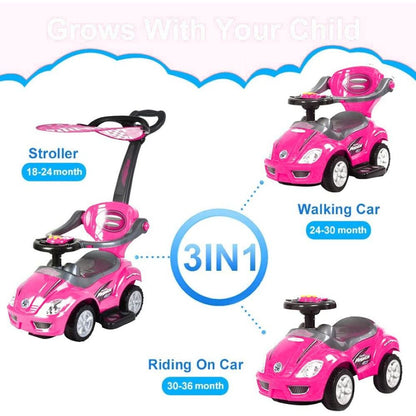 Amsham Mega Car Canpoy Pusher Car - Pink