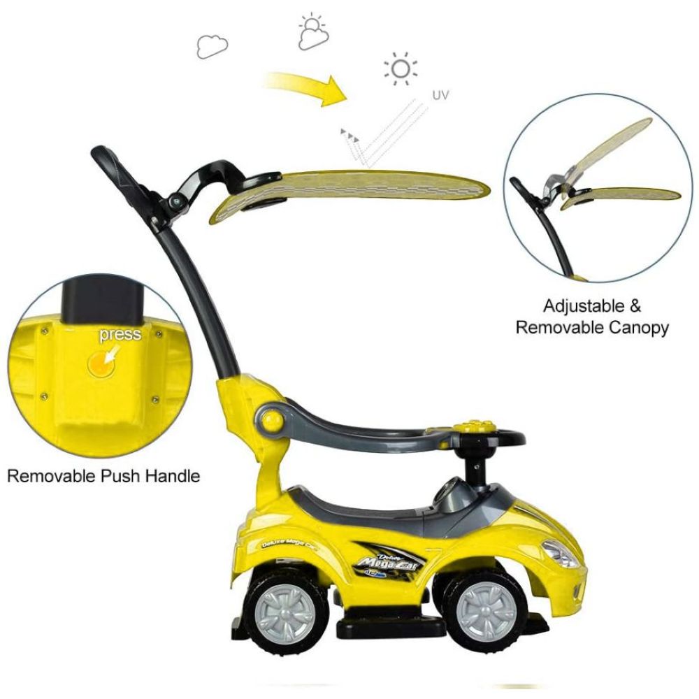 Amsham Mega Car Canpoy Pusher Car - Yellow