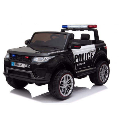 12V Kids Electric Police Rideon Car - Black