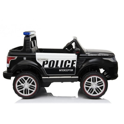 12V Kids Electric Police Rideon Car - Black