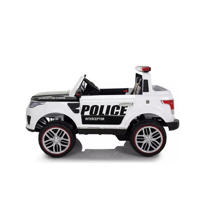 12V Kids Electric Police Rideon Car - White