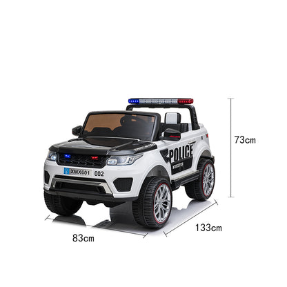 12V Kids Electric Police Rideon Car - White