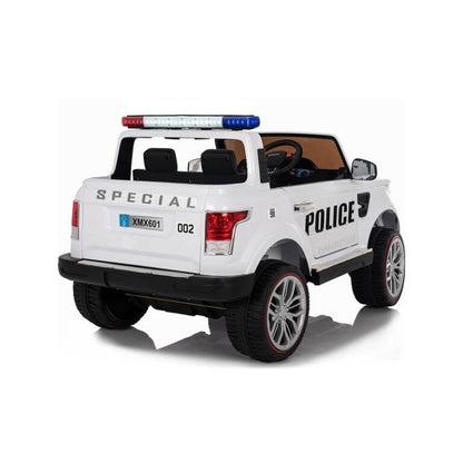 12V Kids Electric Police Rideon Car - White