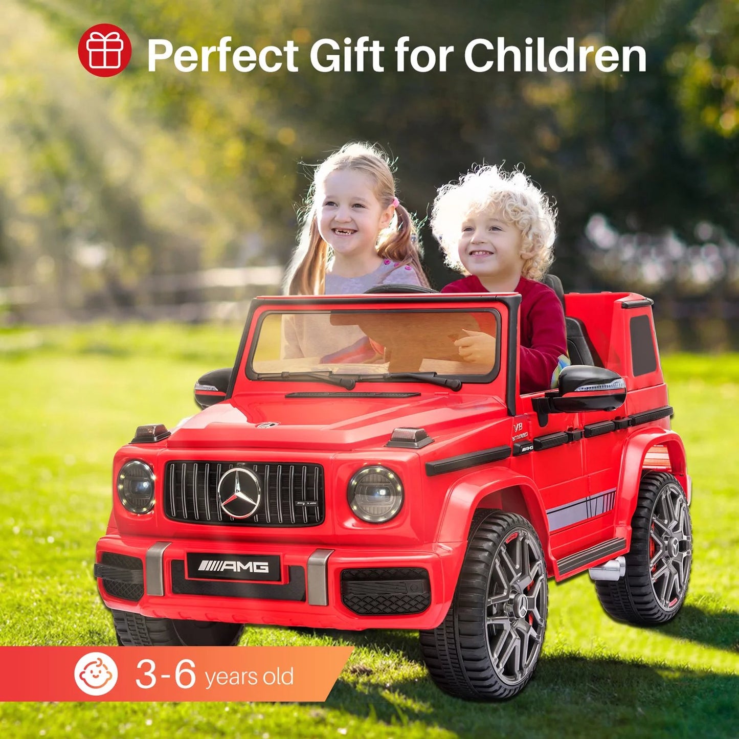 Mercedes G63 Kids Rideon Jeep Eva wheel /Letaher seat  - Red  (12V)