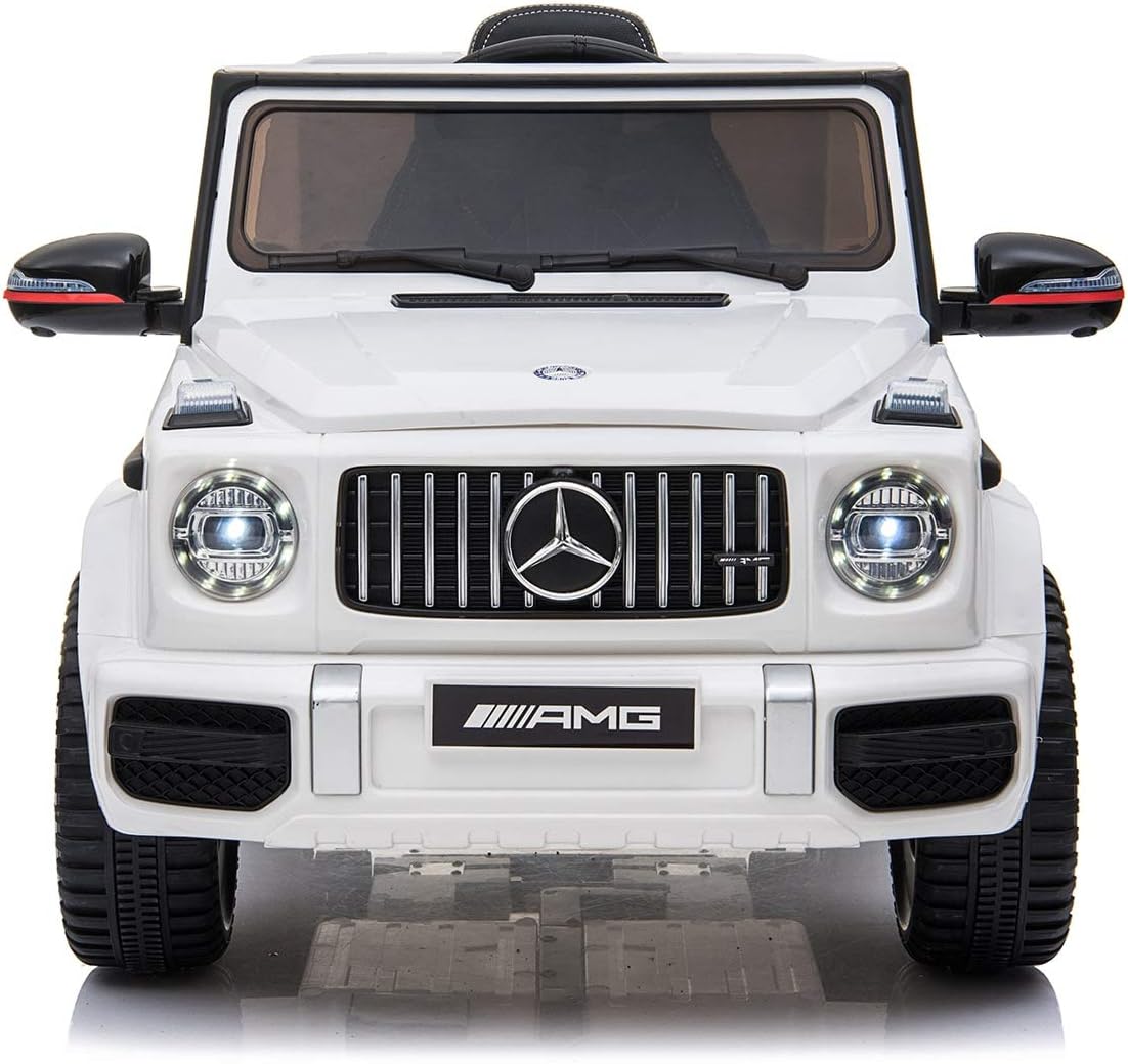 Mercedes G63 Kids Rideon Jeep Eva wheel /Letaher seat  - White  (12V)