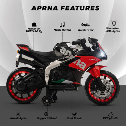 Aprna Two Wheel Kids Motorbike - Red (12V)