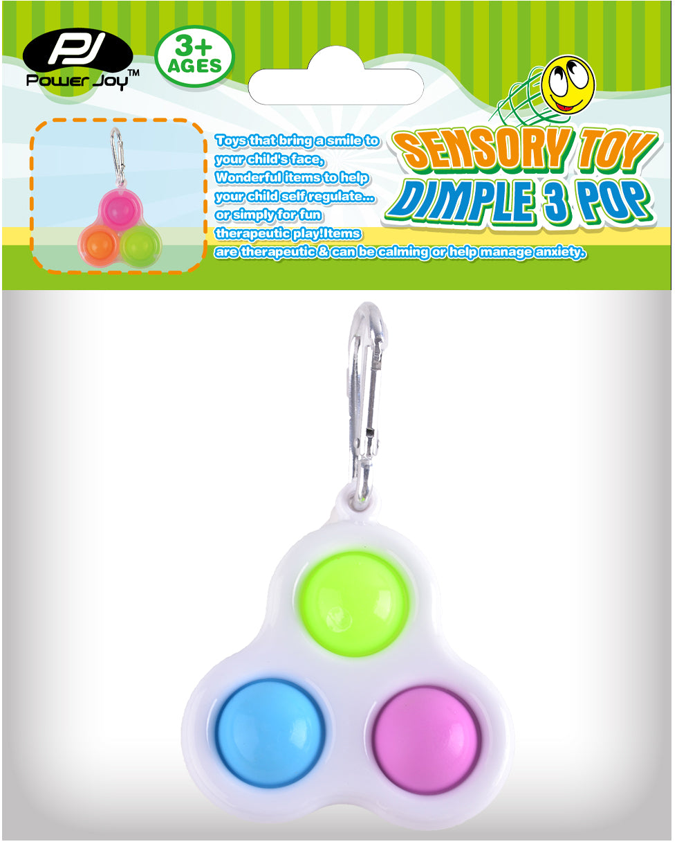 Power Joy Fidget Toy Dimple 3 Pop Keychain 1piece