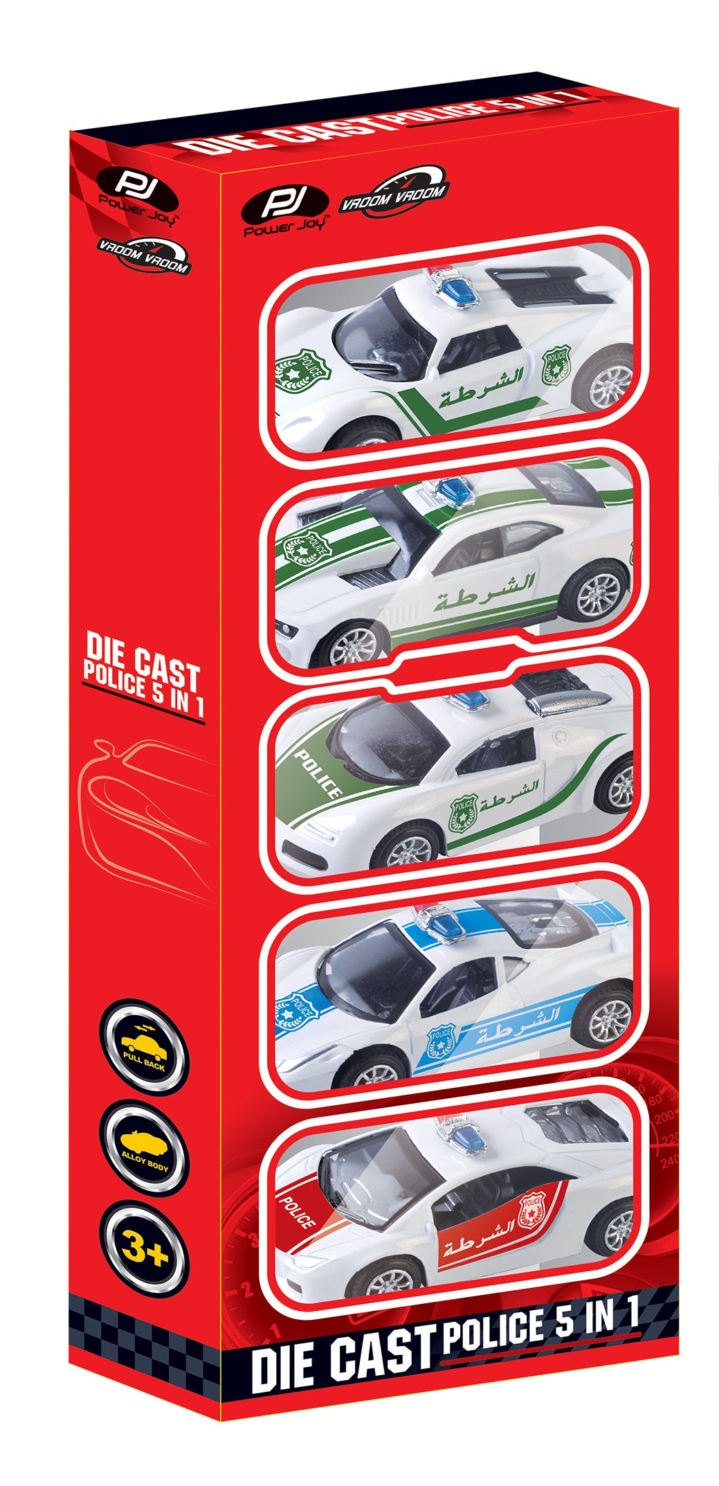 Power Joy Vroom Vroom Diecast UAE Police Car  Assorted (Style and Color May Vary)