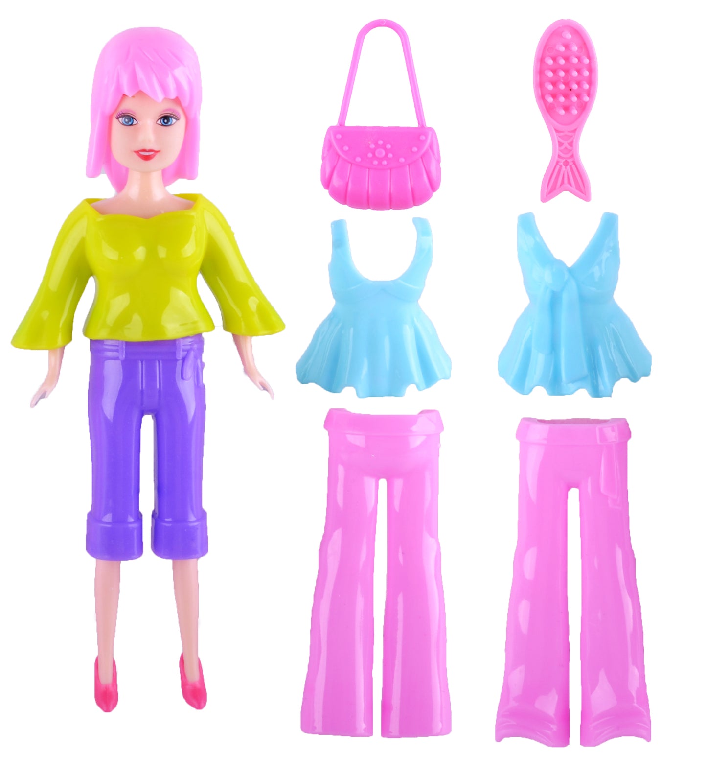 Power Joy Everyday Toy Fashion Doll Snap On 7pieces