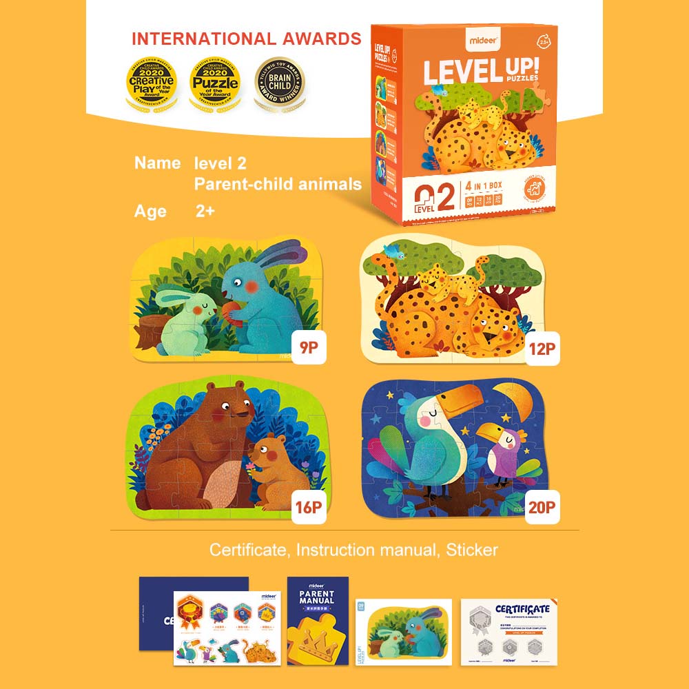 Level Up Puzzles - Animals (4 in 1) Level 2