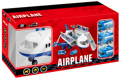 Power Joy Vroom Vroom Airplane Playset With 5 Cars + 1 Police Figure