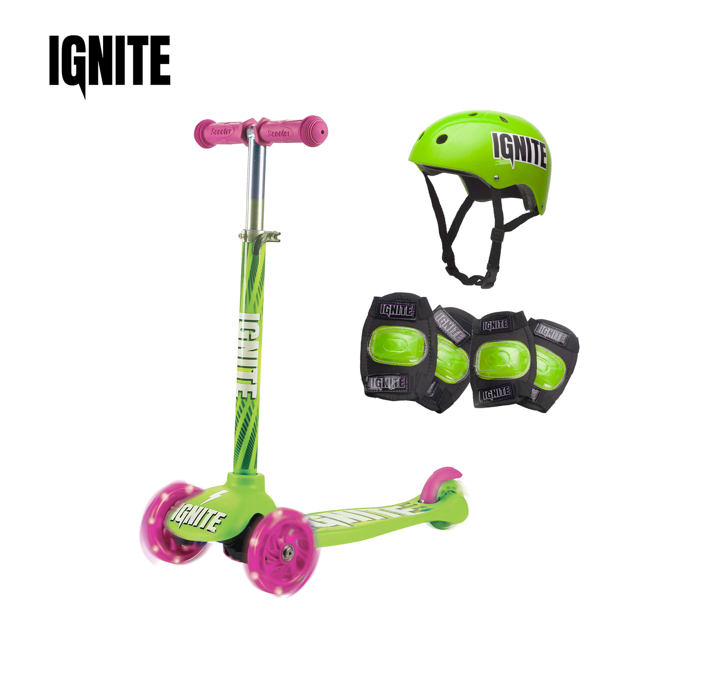 Ignite Glide Scooter 3-Wheeled Combo Pack Green