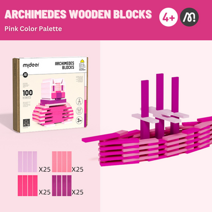 Archimedes Wooden Blocks - Pink Color Palette