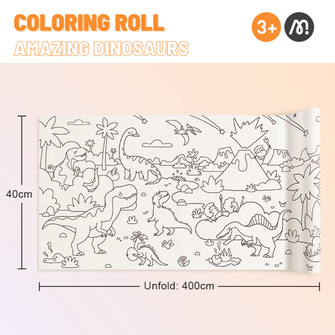 Self Adhesive Coloring Roll - Dinosaurs (4M)