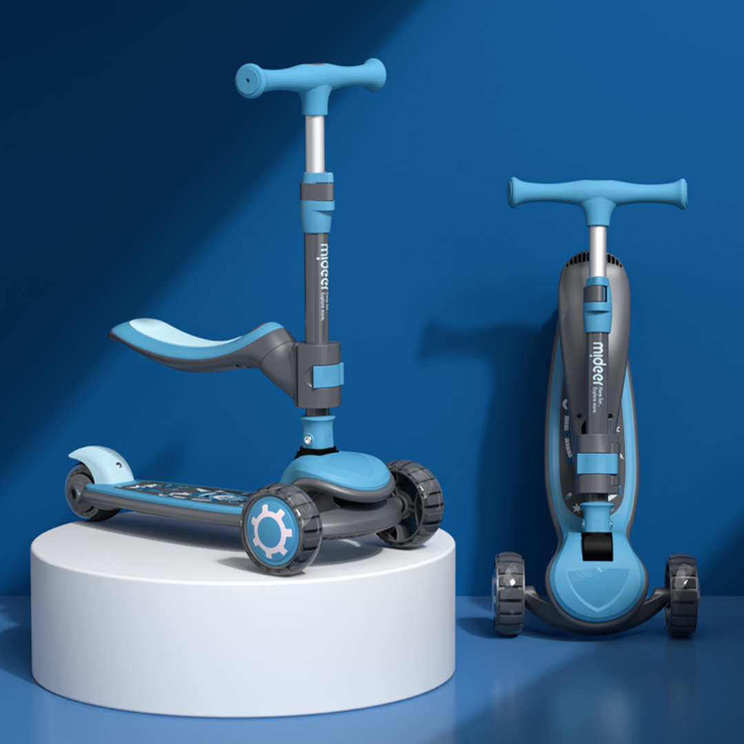 Foldable 2 in 1 Scooter LED - Blue