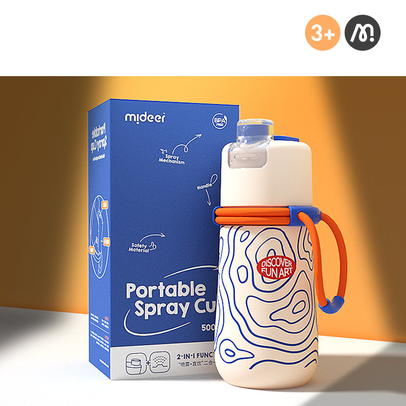 Portable Spray Straw Bottle - Sky Blue