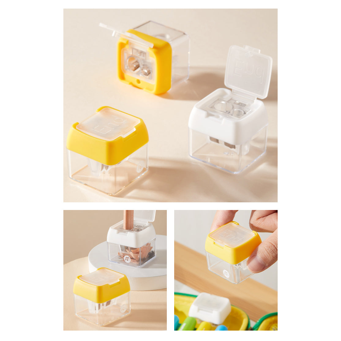 3-Hole Sharpner with Tub - Yellow