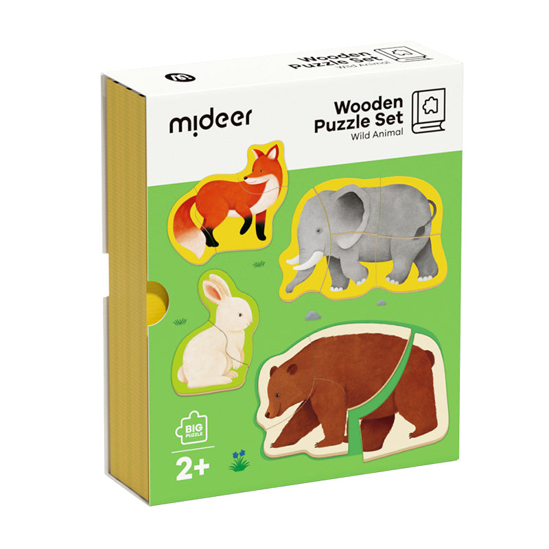 4-in-1 Wooden Puzzle Set- Wild Animals