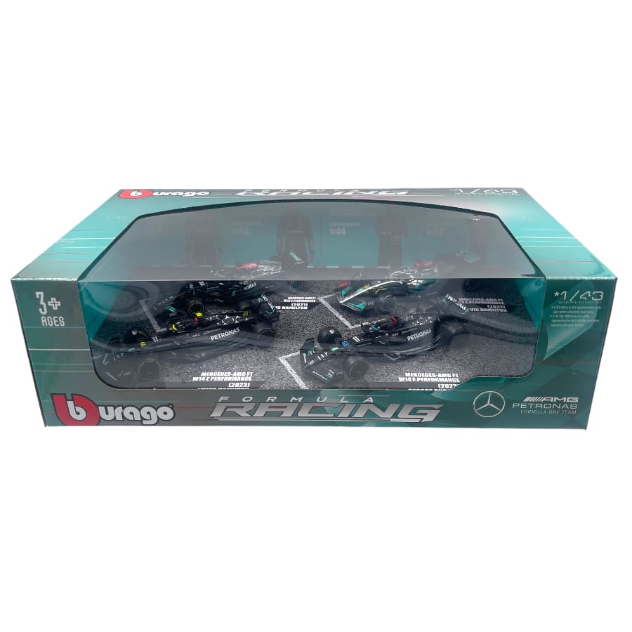 BURAGO BU38093-PACK Mercedes Gp Set F1 4X W14 Team Mercedes-Amg Petronas Formula