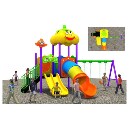 MYTS Mega Yellow Fellow Kids Tube Slide And Swings