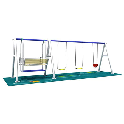 Myts Double Swing Set with Three Play Swings - Assorted Colors - 2M