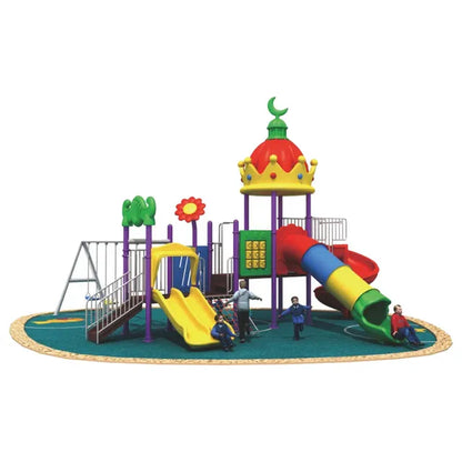 Myts Lunar Peak Playground Moon Roof with Tube Slides, 3 Swings & Climbers