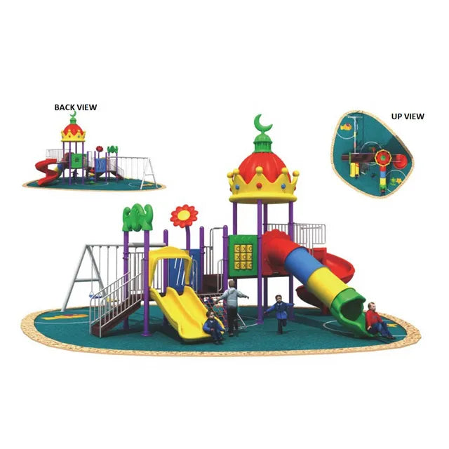 Myts Lunar Peak Playground Moon Roof with Tube Slides, 3 Swings & Climbers