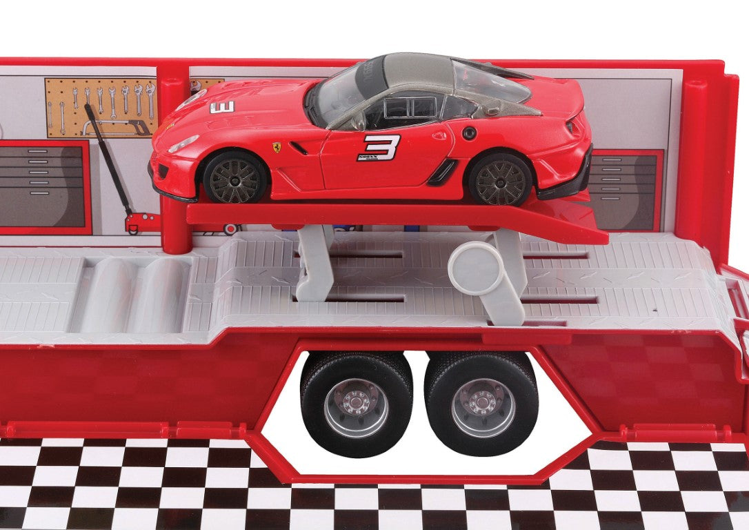 Bburago 1:43 Ferrari Race & Play Racing Hauler with Diecast Car