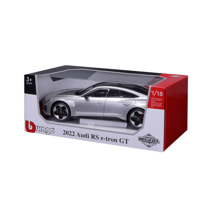 2022 Audi RS e-tron GT Silver Metallic 1/18 Diecast Model Car by Bburago 11050